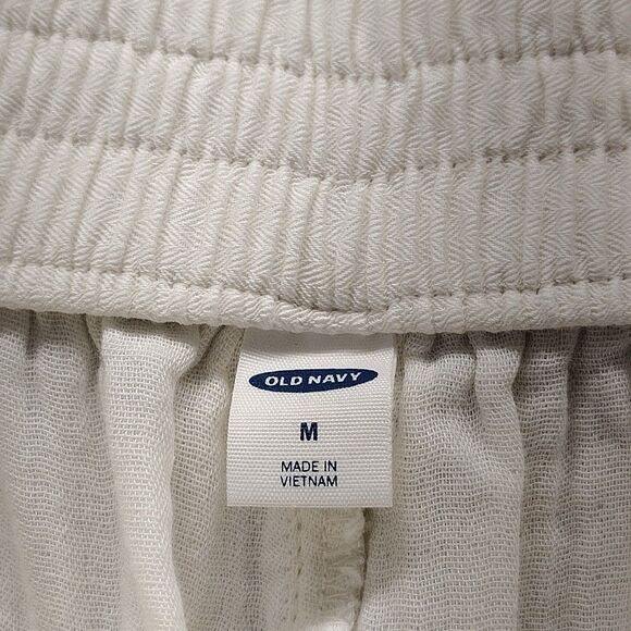 Old Navy Women's Ivory Drawstring Linen Blend Cuffed Pants Size M Coastal - Picture 2 of 10